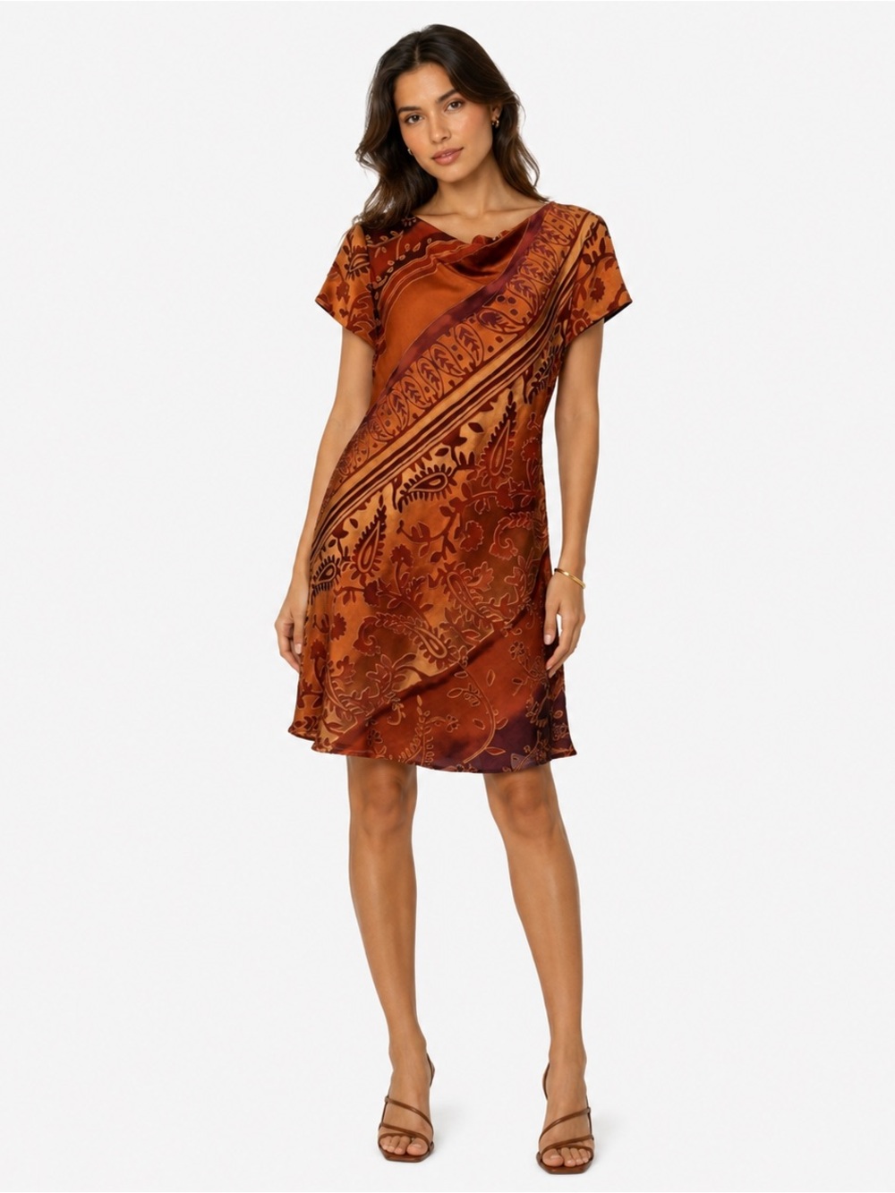 VTG 90s Liz Claiborne Ombre Burnout Paisley Floral Mini Dress Whimsi Sz 14